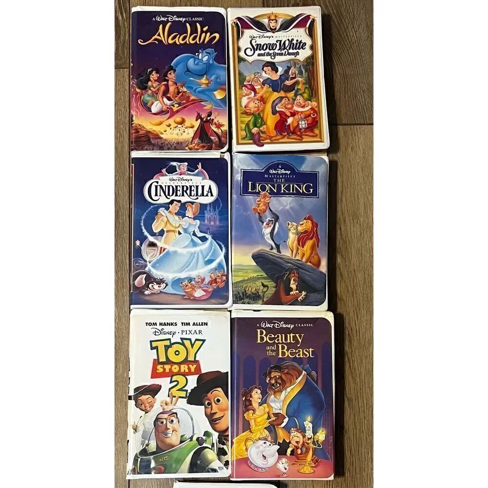 Disney Set of 6 Vintage VHS Tapes Cinderella Lion King Toy Story Beauty Beast